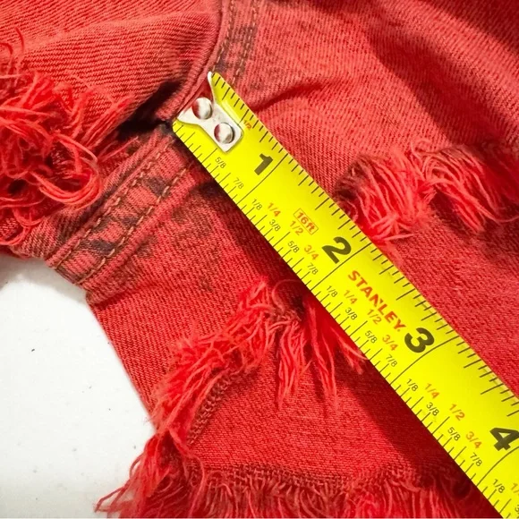 Free People Sun Break Red Denim Shorts 24 - Picture 13 of 14